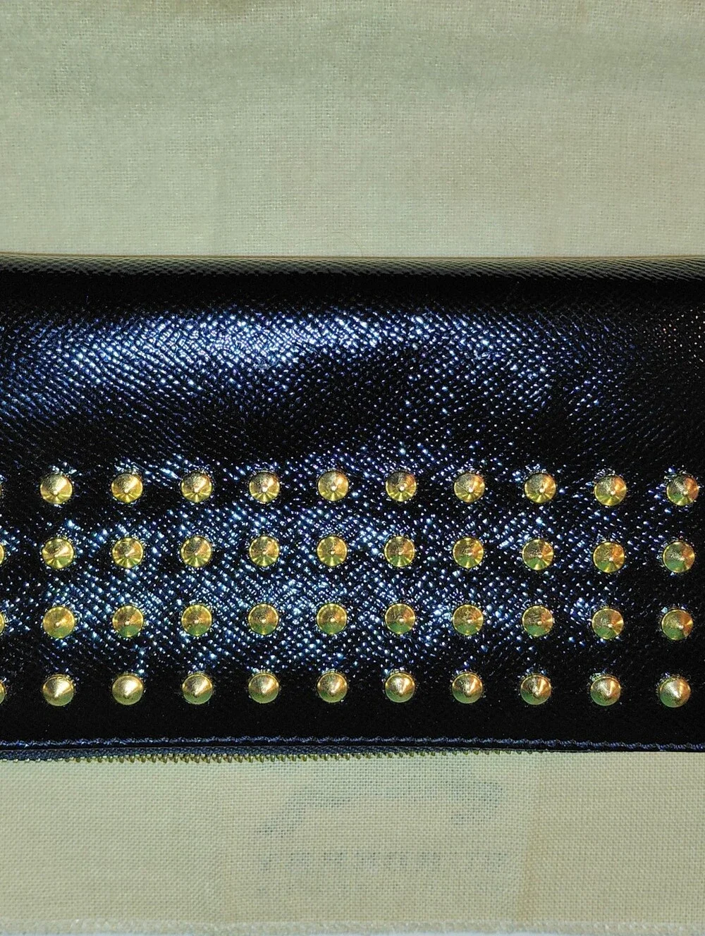 Burberry Black Studded Leather Wallet Great Condition In Box with COA MSRP $560